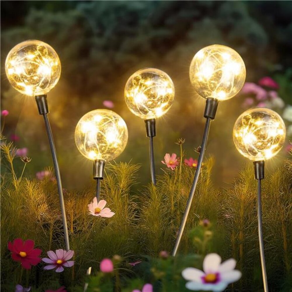 Outdoor Solar Lights for Yard, 4 Packs 16LED, Solar Globe Lights Outdoor